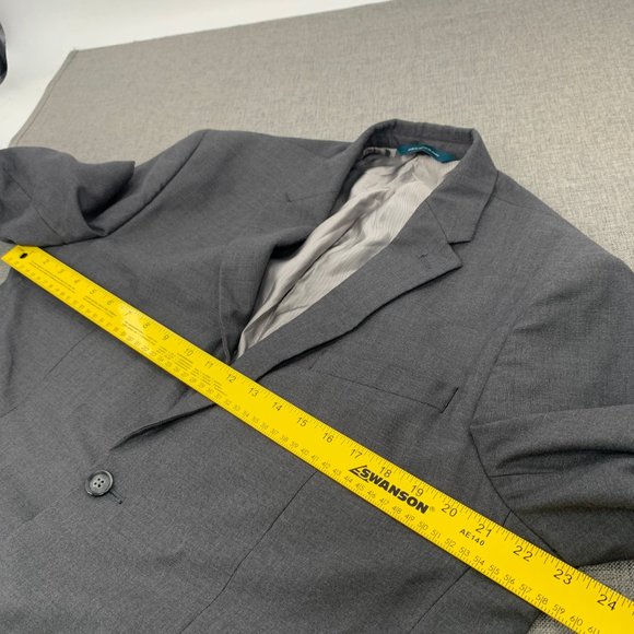 Perry Ellis Men's Gray Blazer 2 Button 44R Pockets Lined Business Long Sleeve - Picture 11 of 13